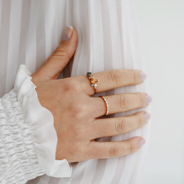 1.64 CT Multicolor Safir ve Pırlanta Taşlı Sarı Altın Yüzük - Nev Jewellery (1)