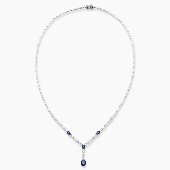 1.62 CT Sapphire and Round Cut Diamond Necklace - 3