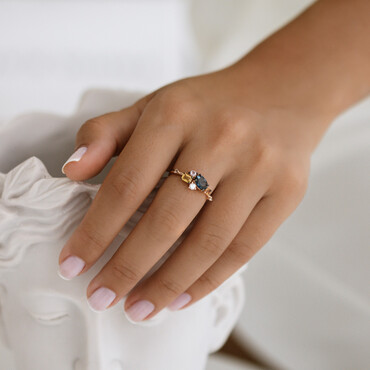 1.63 CT Multicolor Sapphire and Diamond Rose Gold Ring - Nev Jewellery (1)