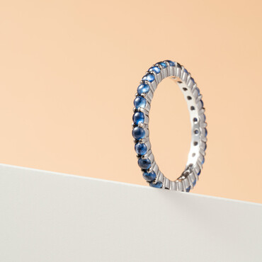 1.87 CT Safir Taşlı Tamtur Beyaz Altın Yüzük - Nev Jewellery