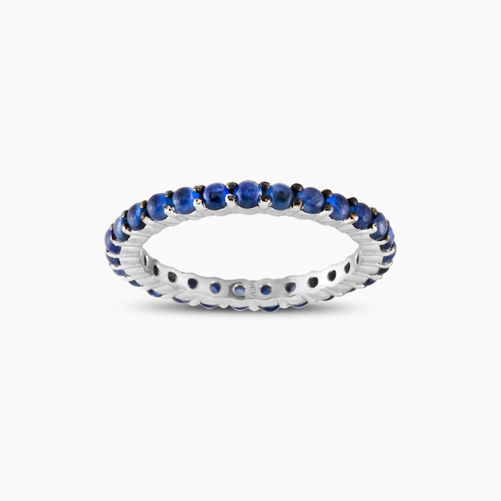 1.87 CT Safir Taşlı Tamtur Beyaz Altın Yüzük - 4