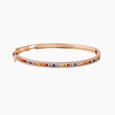 1.65 CT Multicolor Safir ve Pırlanta Taşlı Rose Altın Bilezik - Nev Jewellery (1)