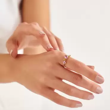 1.66 CT Multicolor Safir ve Pırlanta Taşlı Sarı Altın Yüzük - Nev Jewellery (1)