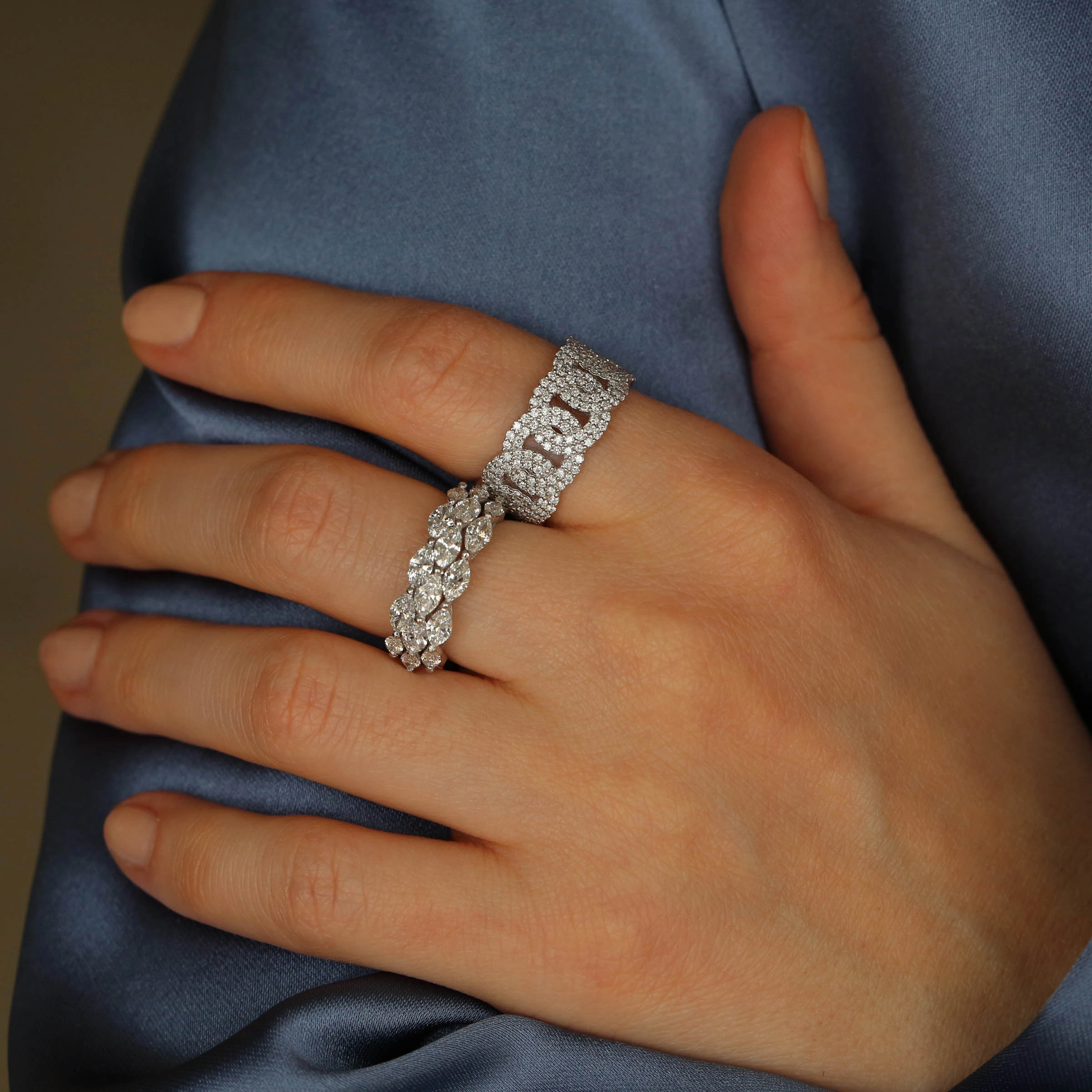 1.69 CT Diamond White Gold Spiral Ring - 3