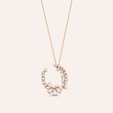 Tiamat 1.87 CT Pear and Marquise Cut Diamond Rose Gold Necklace - Nev Jewellery