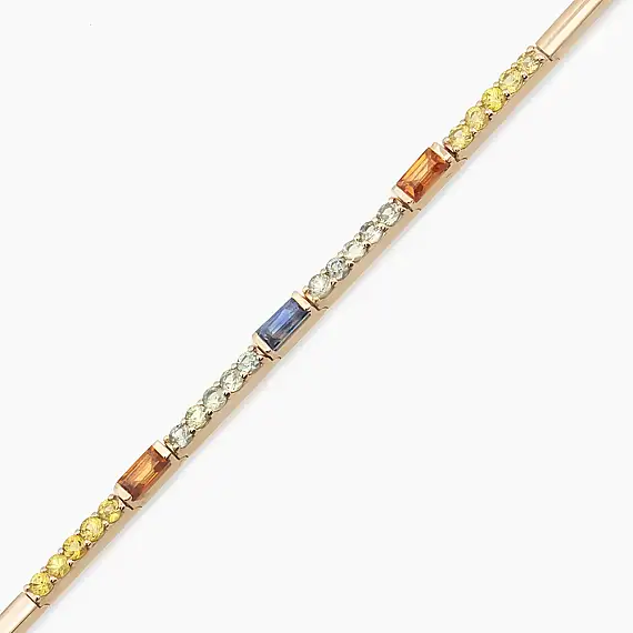 1.71 CT Multicolor Sapphire Rose Gold Tennis Bracelet - 2