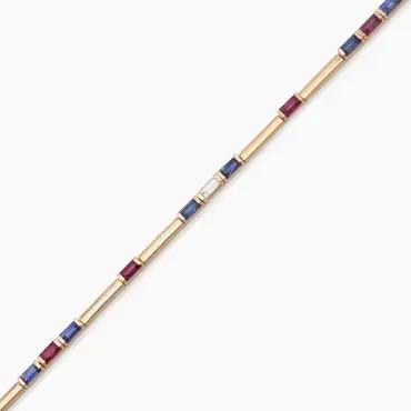 1.89 CT Multicolor Safir Taşlı Rose Altın Su Yolu Bileklik - Nev Jewellery (1)