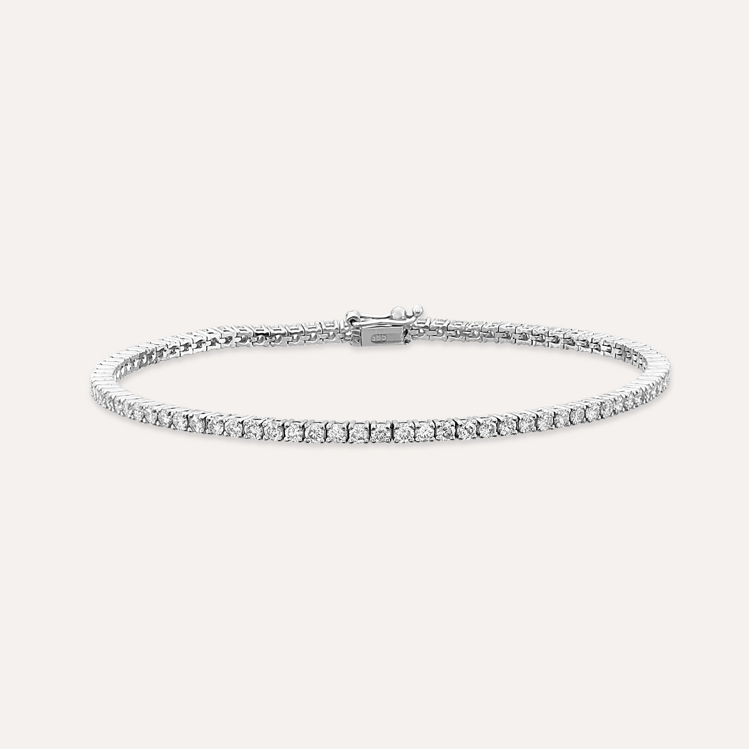 1.94 CT Diamond White Gold Tennis Bracelet - 1