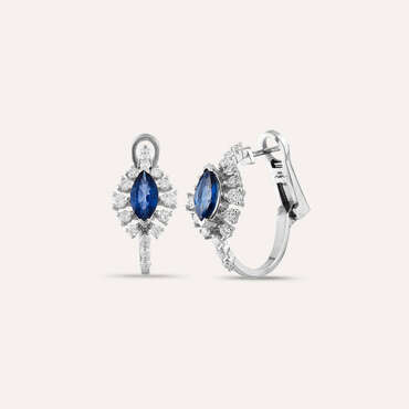 1.97 CT Sapphire and Diamond White Gold Earring - Nev Jewellery