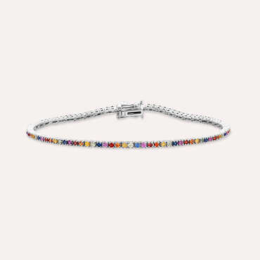 2.02 CT Multicolor Sapphire Tennis Bracelet - Nev Jewellery