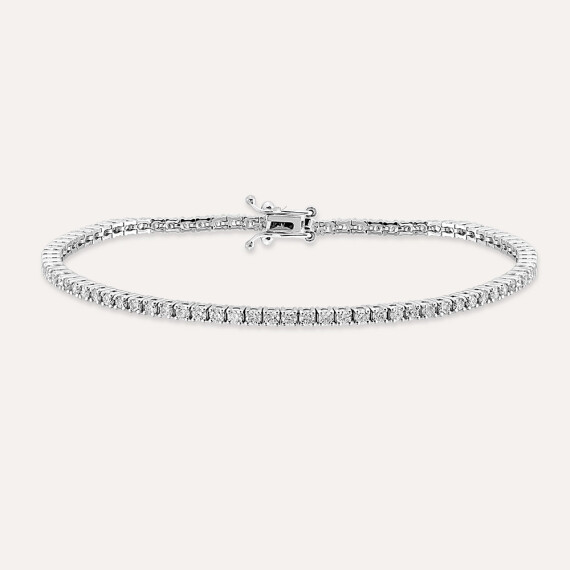 2.11 CT Pırlanta Taşlı Beyaz Altın Suyolu Bileklik - Nev Jewellery