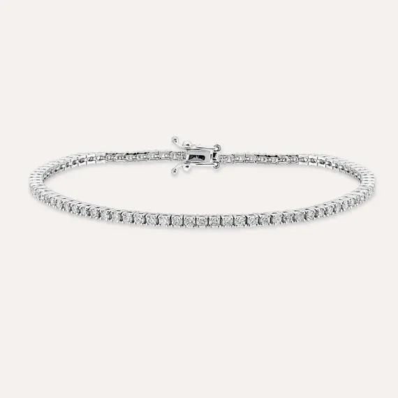 2.11 CT Pırlanta Taşlı Beyaz Altın Suyolu Bileklik - 1