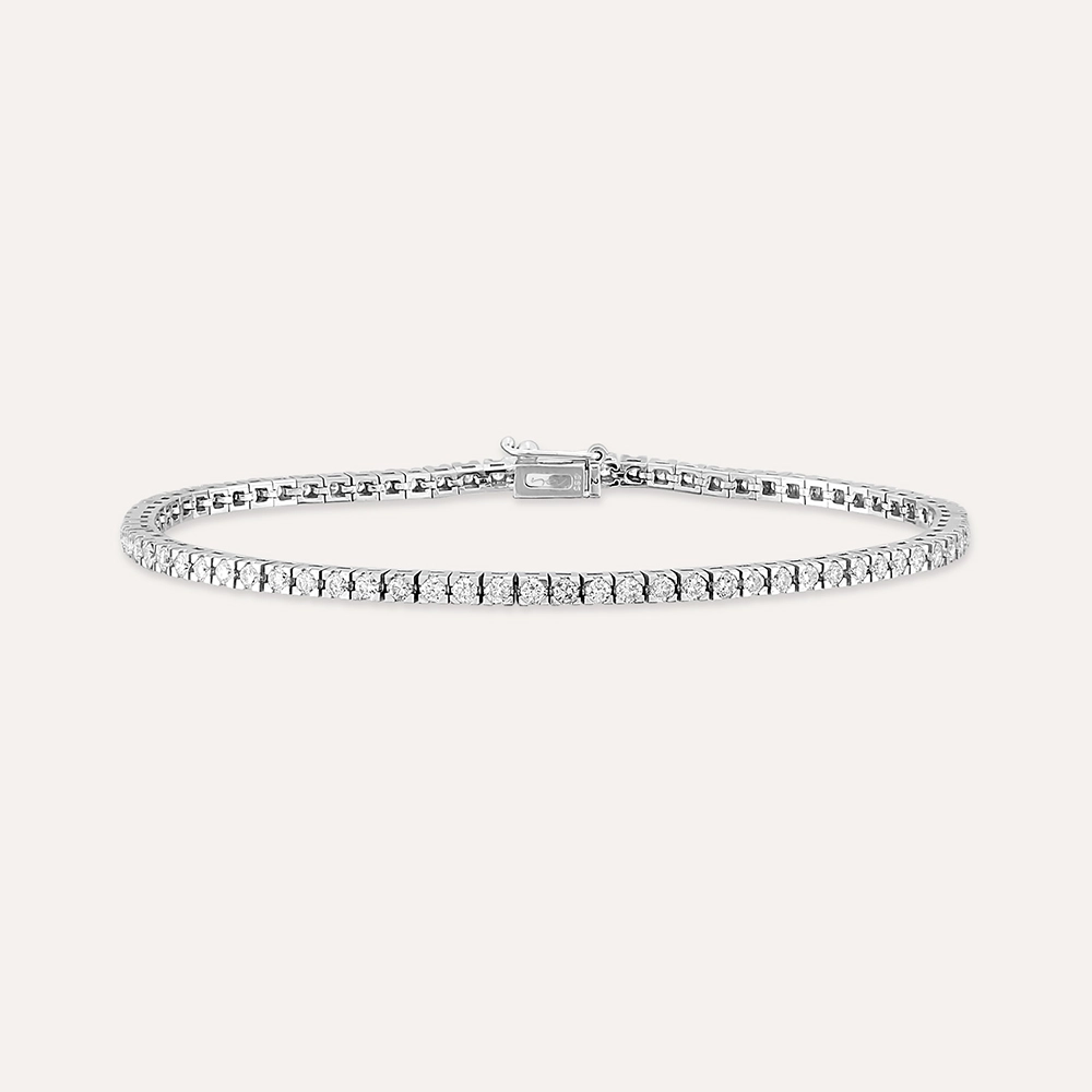 2.12 CT Diamond White Gold Tennis Bracelet - 1