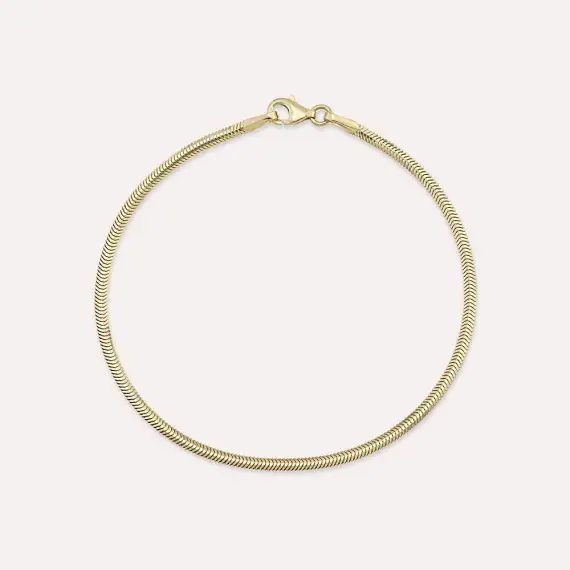 2.15 MM Herringbone Yellow Gold Bracelet - 1