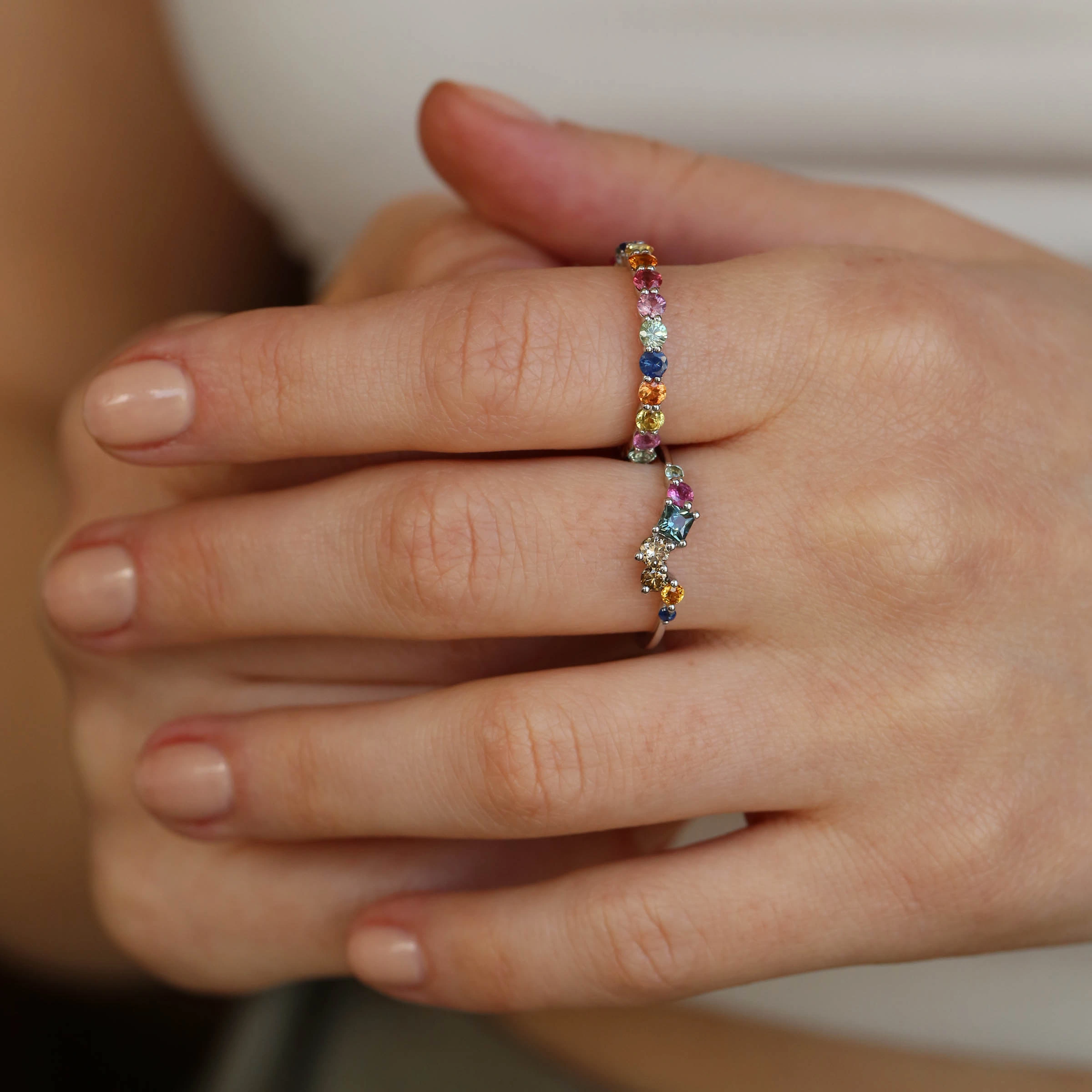 2.43 CT Multicolor Sapphire Eternity Ring - Nev Jewellery (1)