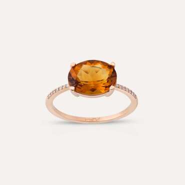 2.55 CT Oval Cut Citrine and Diamond Rose Gold Ring - Nev Jewellery (1)