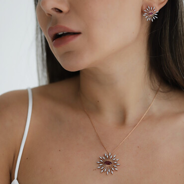 Shine 2.29 CT Ruby and Diamond Rose Gold Pendant - Nev Jewellery (1)