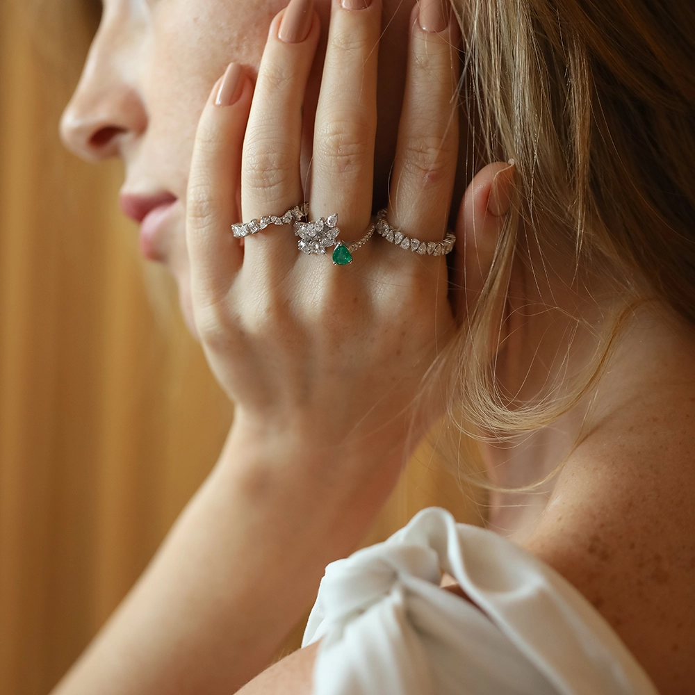 2.33 CT Damla Kesim Pırlanta Taşlı Beyaz Altın Tamtur Yüzük - Nev Jewellery (1)