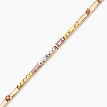 2.44 CT Multicolor Safir Taşlı Rose Altın Su Yolu Bileklik - Nev Jewellery (1)