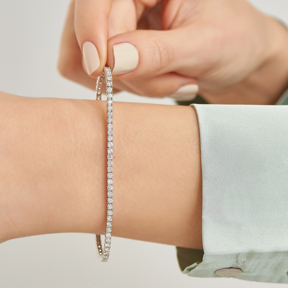 2.47 CT Pırlanta Taşlı Beyaz Altın Suyolu Bileklik - Nev Jewellery (1)