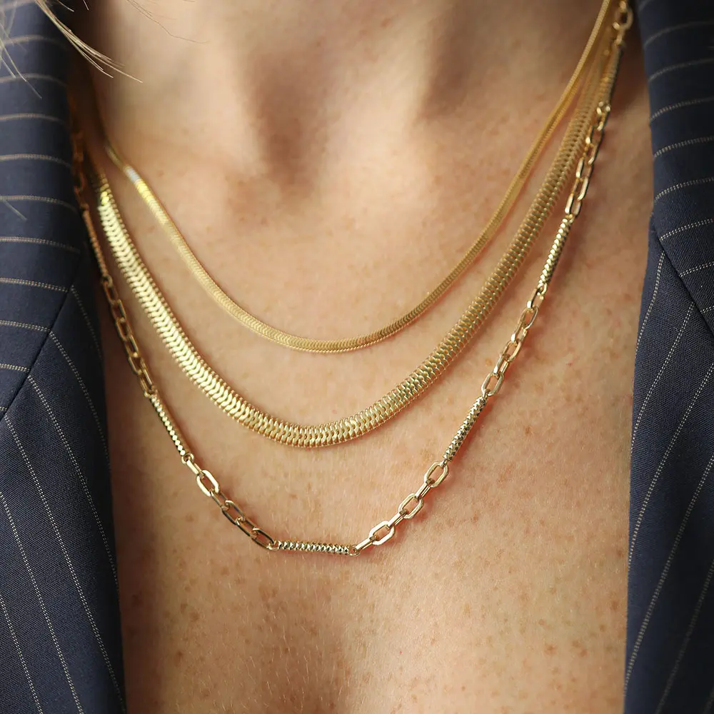 2.50 MM Herringbone Chain Yellow Gold Necklace - Nev Jewellery (1)