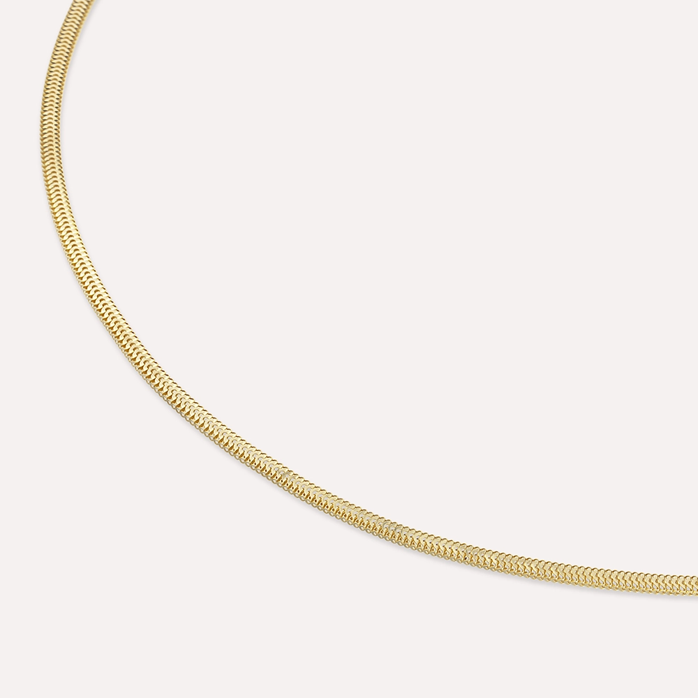 2.50 MM Herringbone Chain Yellow Gold Necklace - 3