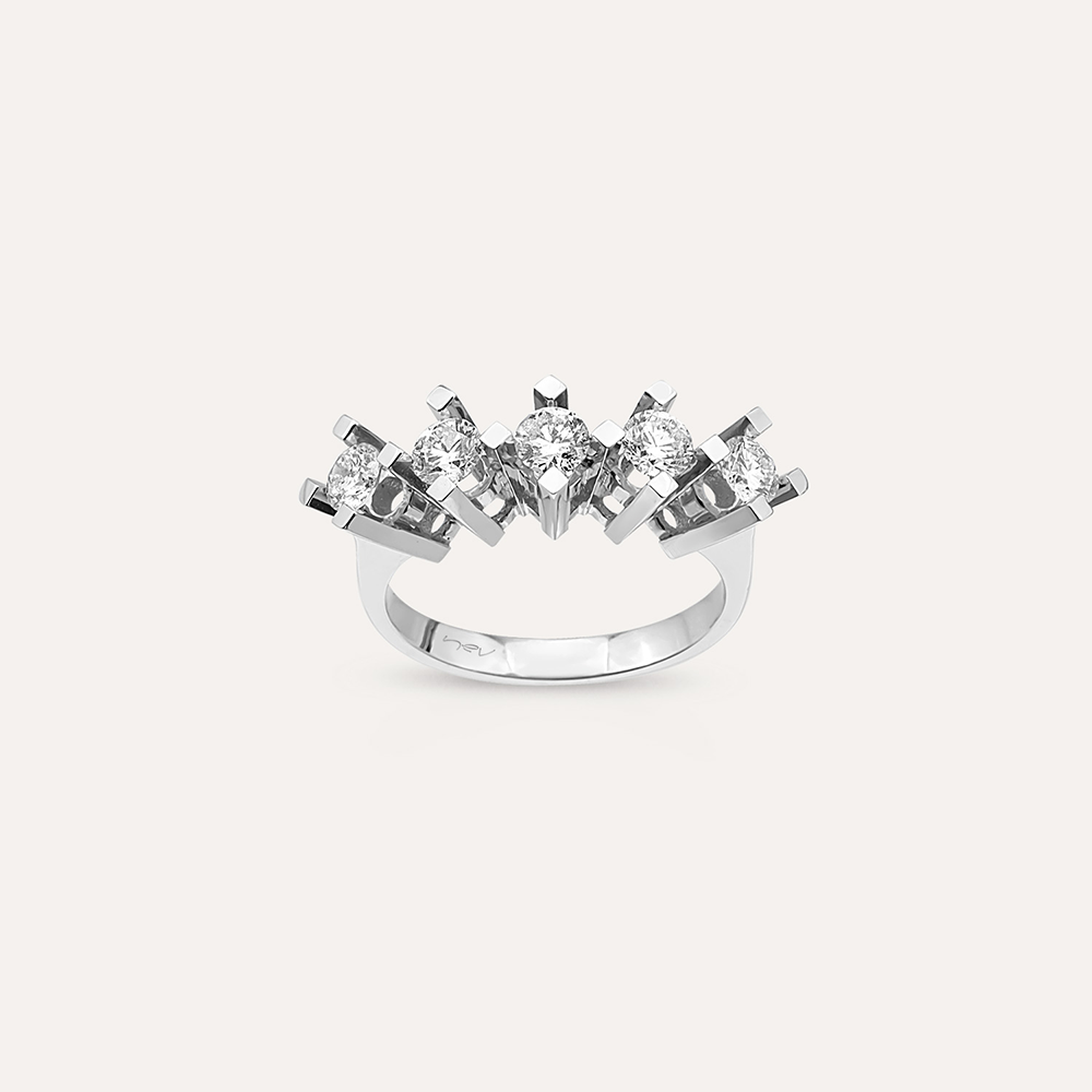 2.56 CT Diamond White Gold Five Stone Ring - 1