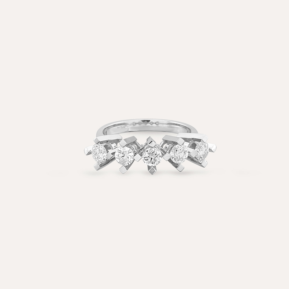 2.56 CT Diamond White Gold Five Stone Ring - 3