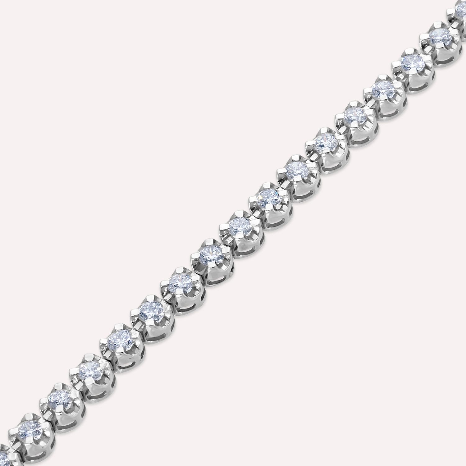 2.85 CT Diamond White Gold Tennis Bracelet - 3