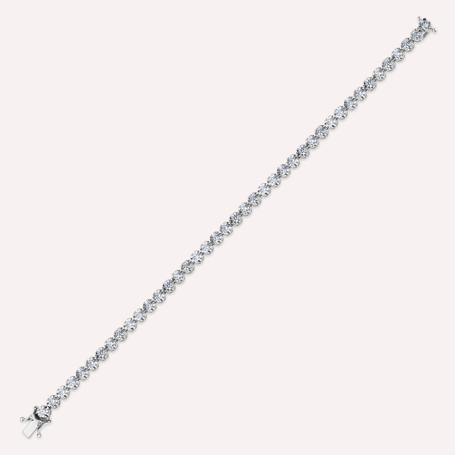 2.85 CT Diamond White Gold Tennis Bracelet - 5