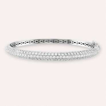 2.91 CT Diamond White Gold Cuff Bracelet - Nev Jewellery