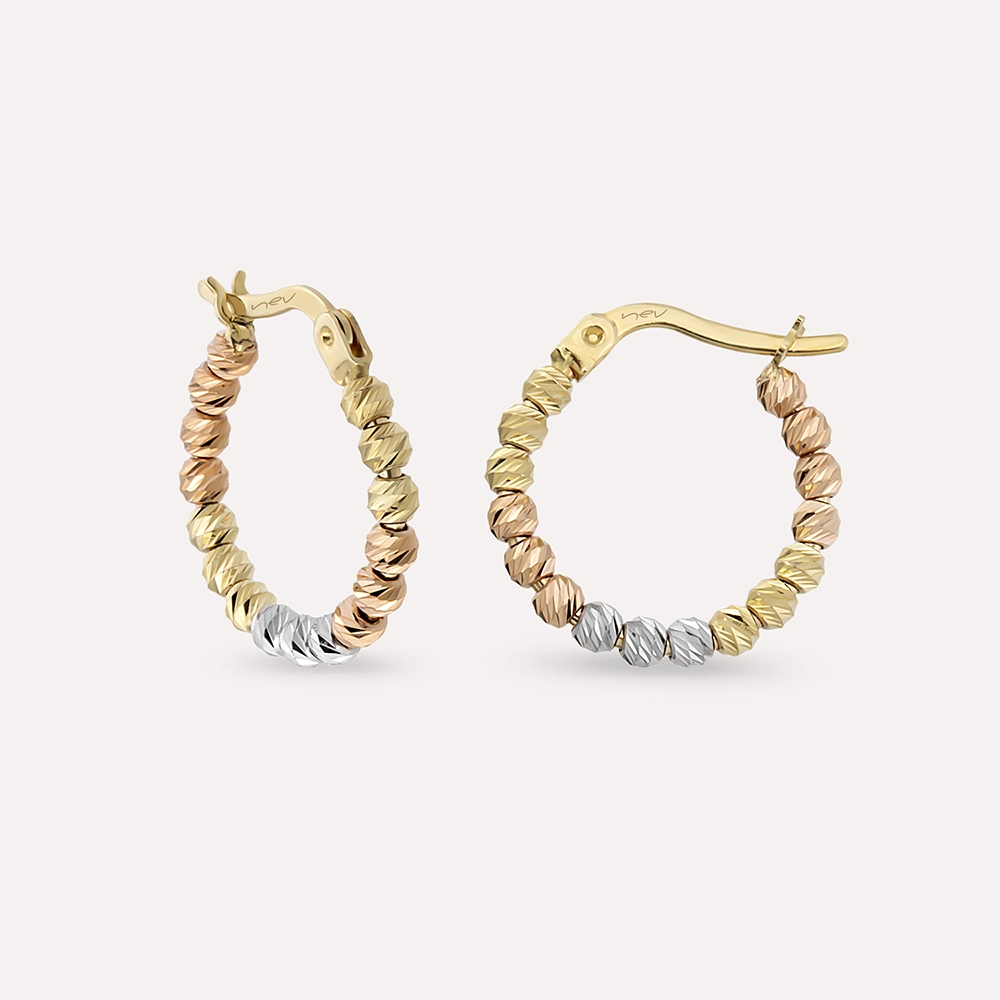 3 Renkli Dorika Altın Halka Küpe - Nev Jewellery (1)