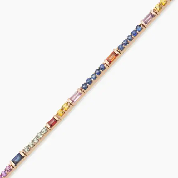 3.25 CT Multicolor Sapphire Rose Gold Tennis Bracelet - 2