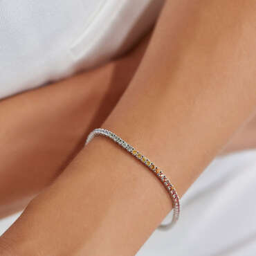 3.26 CT Multicolor Sapphire White Gold Tennis Bracelet - Nev Jewellery (1)