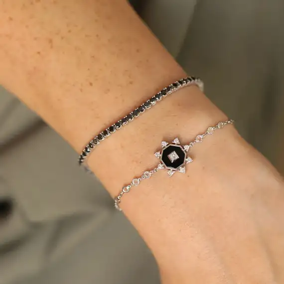 3.35 CT Black Diamond Tennis Bracelet - 5