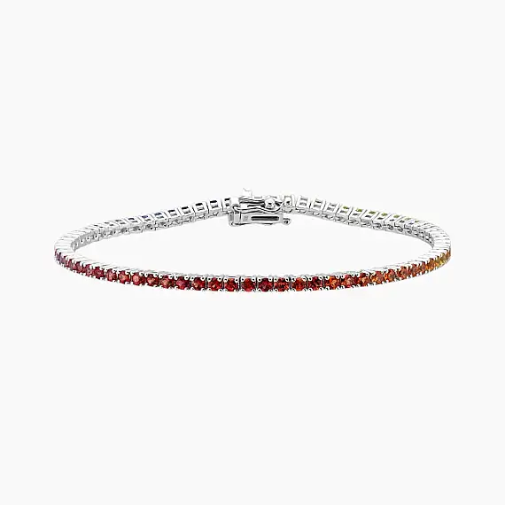 3.37 Multicolor Safir Taşlı Beyaz Altın Suyolu Bileklik - 2