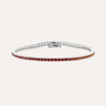 3.37 Multicolor Safir Taşlı Beyaz Altın Suyolu Bileklik - Nev Jewellery