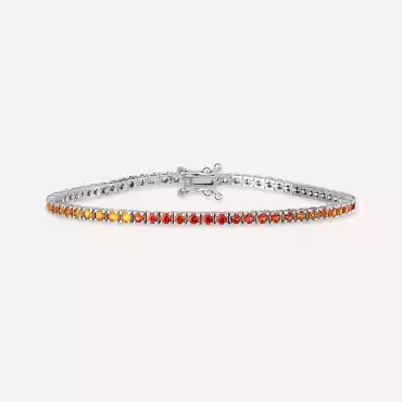 3.55 CT Multicolor Safir Taşlı Beyaz Altın Suyolu Bileklik - Nev Jewellery (1)