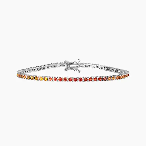 3.55 CT Multicolor Safir Taşlı Beyaz Altın Suyolu Bileklik - 2