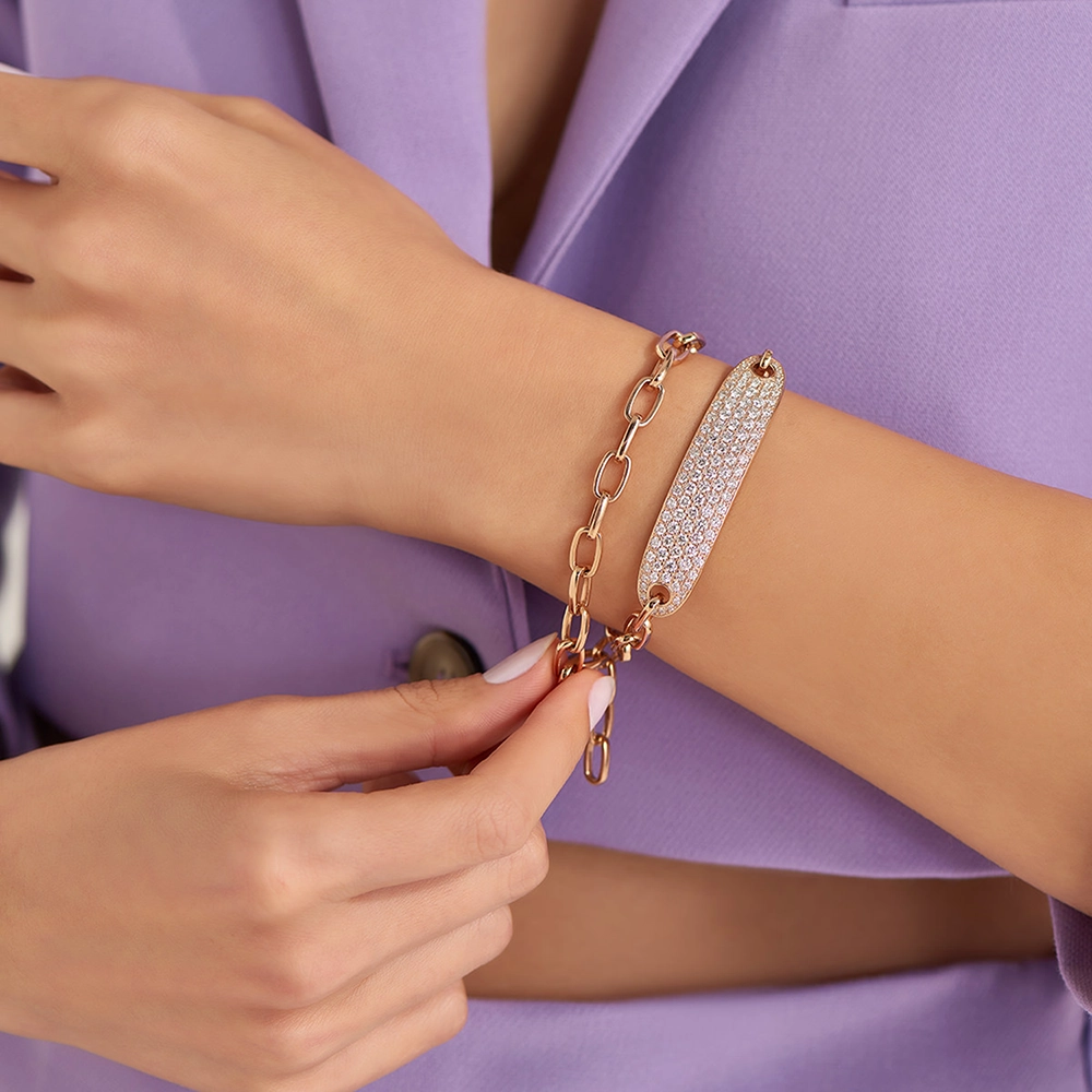 4.00 CT Pırlanta Taşlı Rose Altın Bileklik/ Chooker - Nev Jewellery (1)