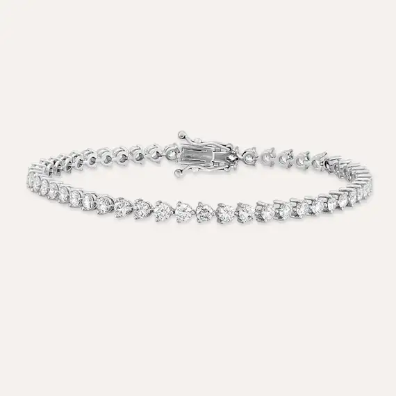 4.32 CT Pırlanta Taşlı Beyaz Altın Suyolu Bileklik - 1