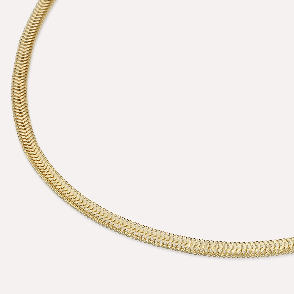 4.70 MM Herringbone Chain Yellow Gold Necklace - 3