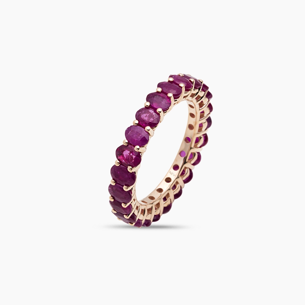 5.80 CT Oval Cut Ruby Eternity Ring - 4