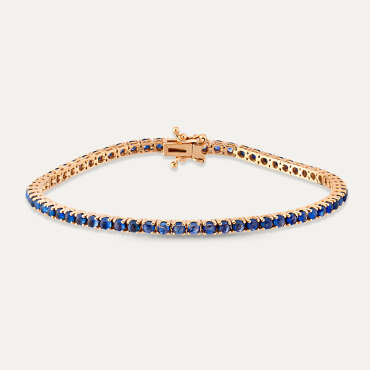 4.89 CT Sapphire Rose Gold Tennis Bracelet - Nev Jewellery