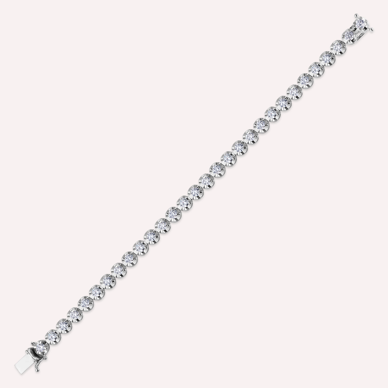 5.59 CT Diamond White Gol Tenis Bracelet - 4