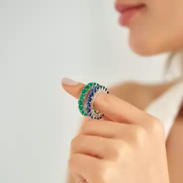 6.94 CT Safir Taşlı Beyaz Altın Tamtur Yüzük - Nev Jewellery (1)