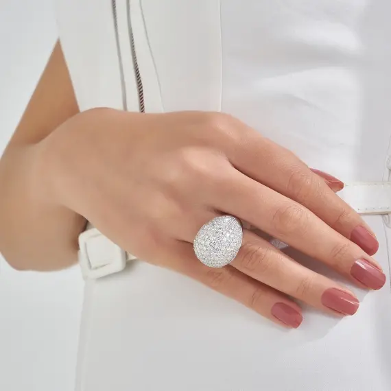 8.08 CT Pırlanta Taşlı Beyaz Altın Yüzük - 2