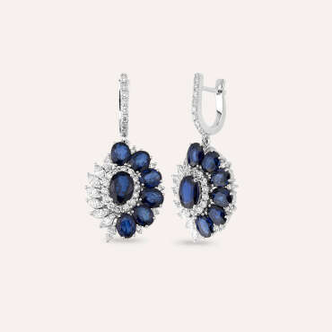 8.08 CT Sapphire and Diamond White Gold Earring - Nev Jewellery