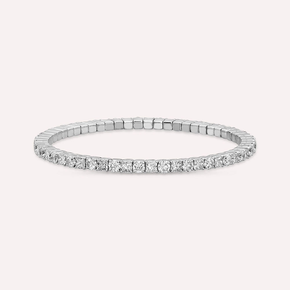 Buy 92.5 Silver Princess Cut and Round Diamond Tennis Bracelet By Treszuri  L1478 – SIA Jewellery