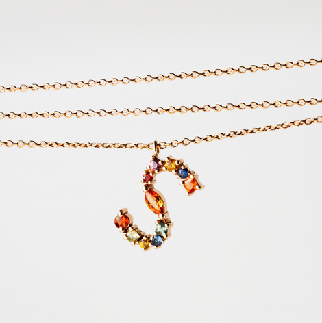 Multicolor Safir Harf Kolyeler